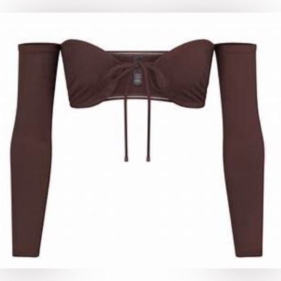SKIMS Recycled Swim Long Sleeve Bikini Top – Cocoa | Size Medium | NWT - Picture 1 of 7